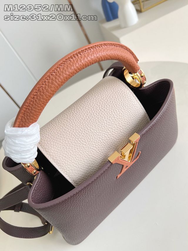 Louis vuitton original calfskin capucines mm handbag M20704 burgundy