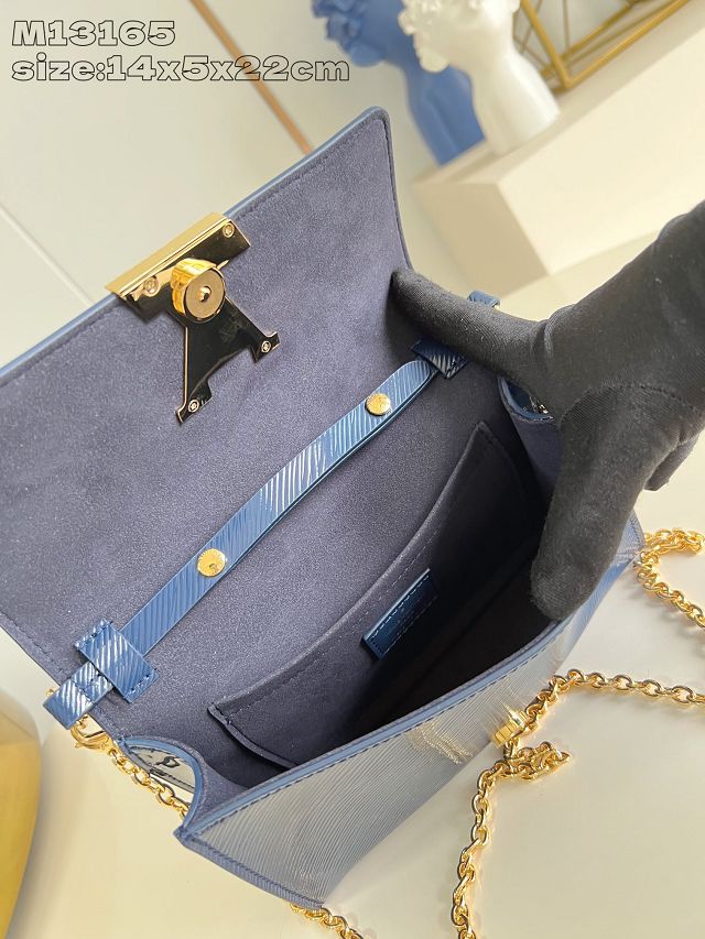 Louis vuitton original epi leather louise pochette M13165 blue