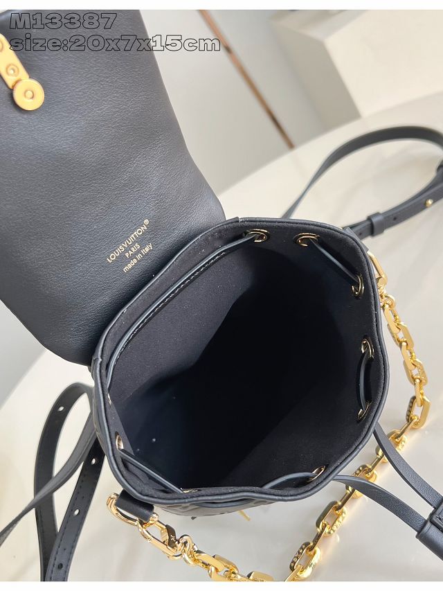 Louis vuitton original lambskin coussin backpack mini M13387 black