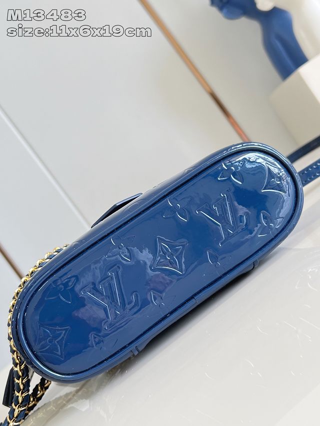 Louis vuitton original patent calfskin vanity chain pouch M13483 blue