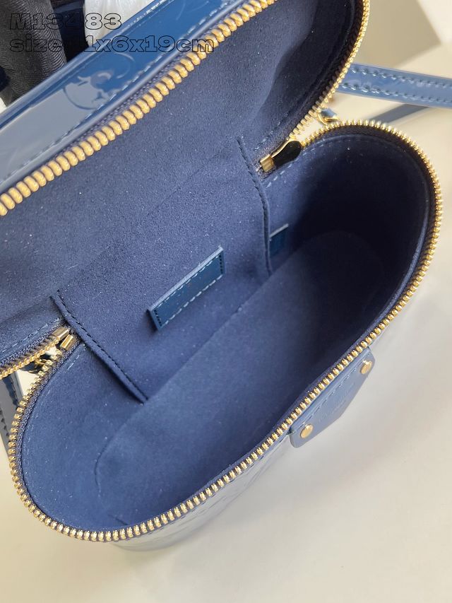 Louis vuitton original patent calfskin vanity chain pouch M13483 blue