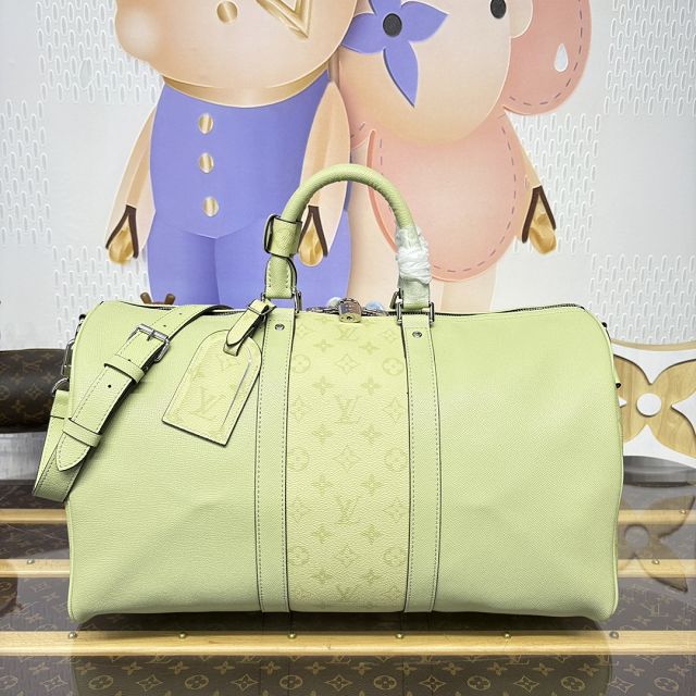 Louis vuitton original taiga calfskin keepall 45 M14124 lemon green