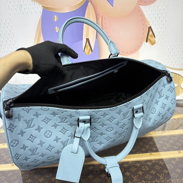Louis vuitton original calfskin keepall 50 m14842 light blue