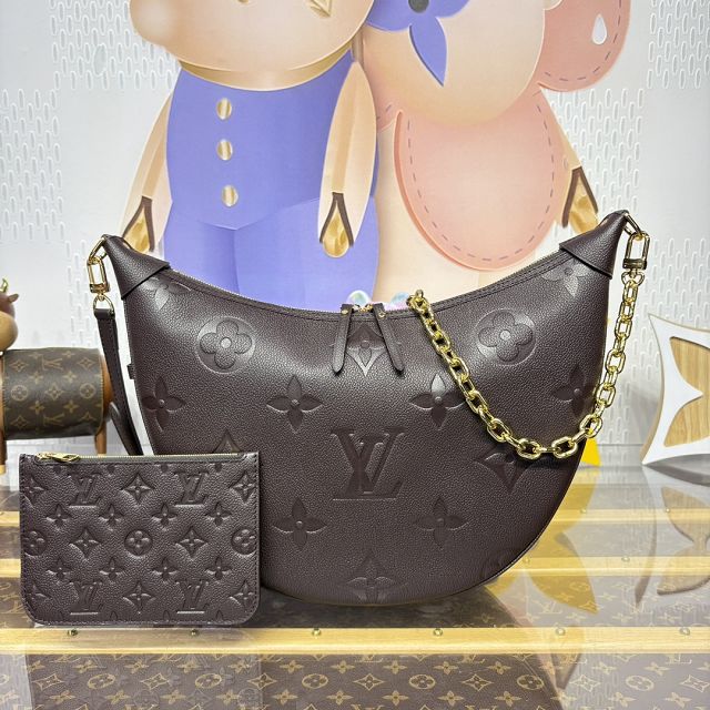 Louis vuitton original calfskin loop hobo bag M14042 chocolate 