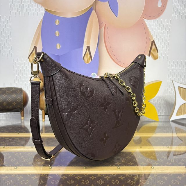Louis vuitton original calfskin loop hobo bag M14042 chocolate 