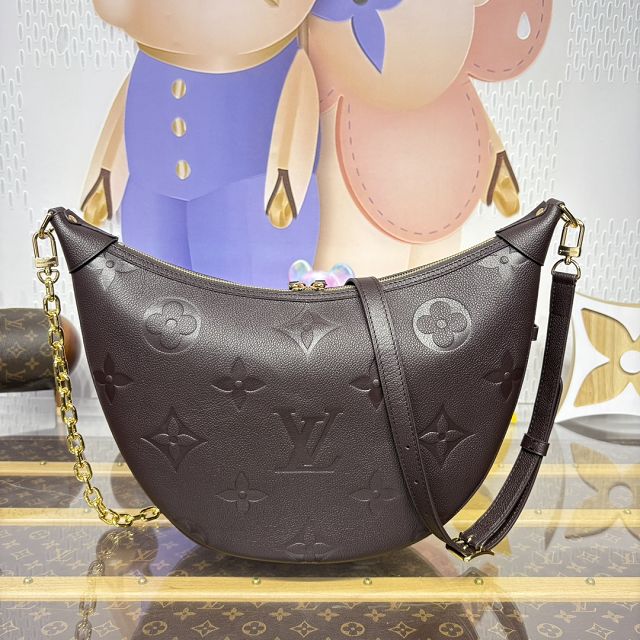 Louis vuitton original calfskin loop hobo bag M14042 chocolate 