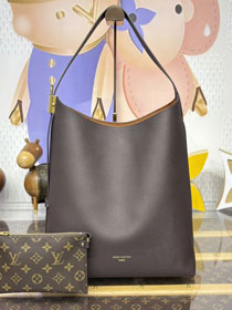 Louis vuitton original calfskin low key hobo bag MM M12982 chocolate 