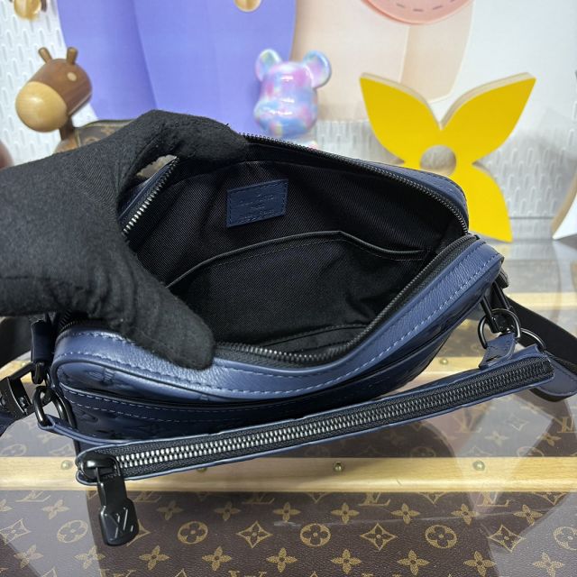 Louis vuitton original calfskin trio messenger bag M14785 blue