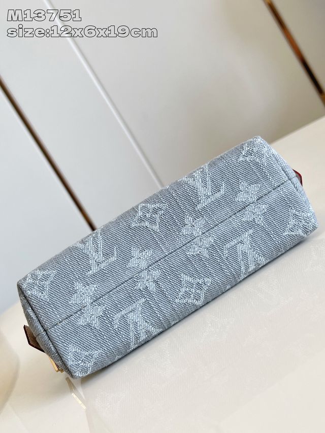 Louis vuitton original denim cosmetic pouch m13751 grey