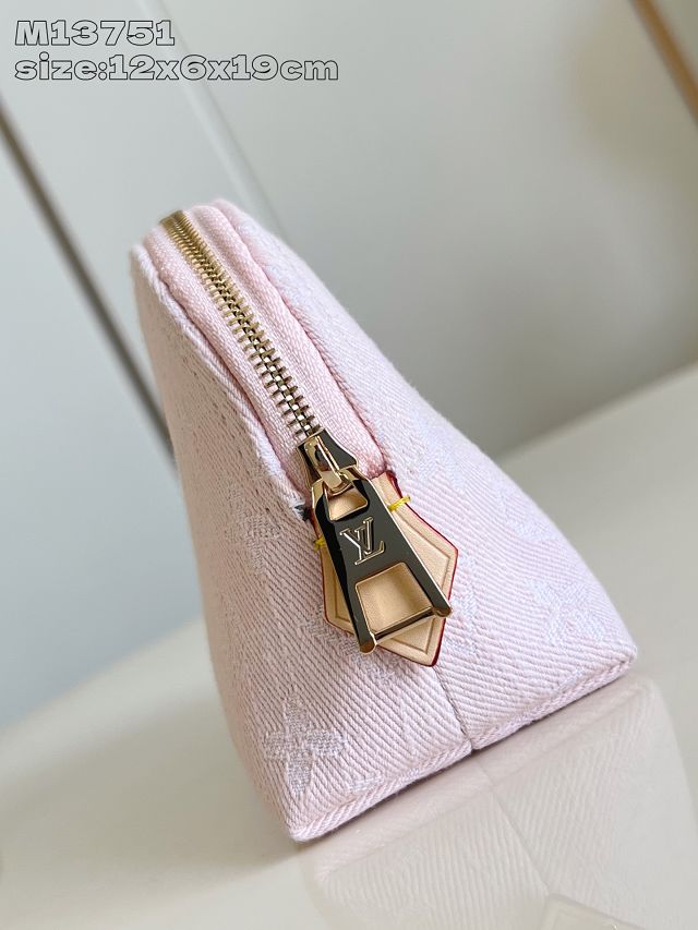 Louis vuitton original denim cosmetic pouch m13751 pink
