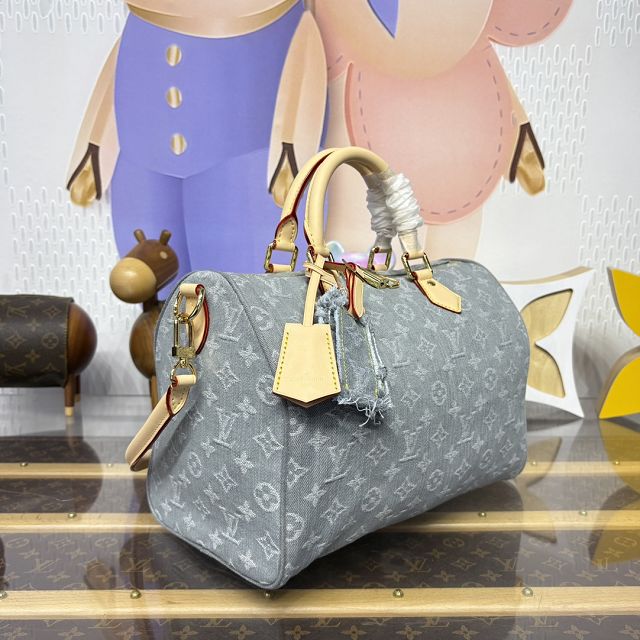 Louis vuitton original denim speedy soft 30 M13344 grey
