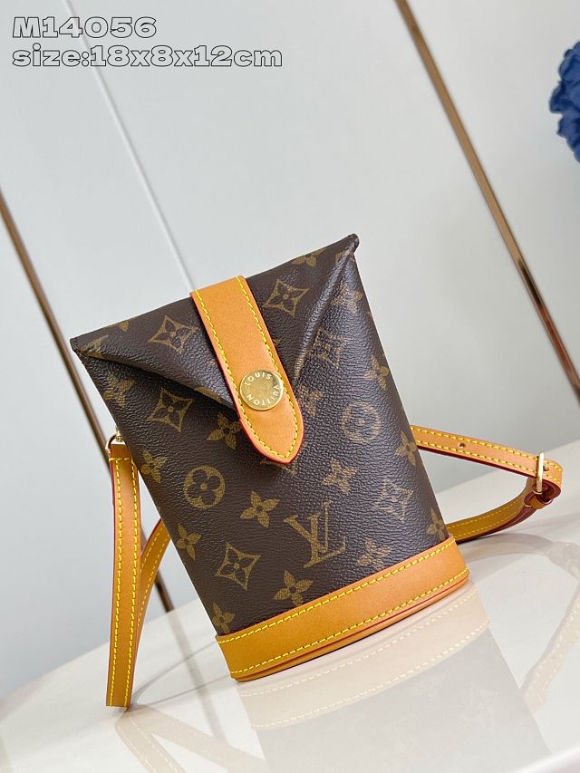 Louis vuitton original monogram canvas calfskin envelope pouch M14056 