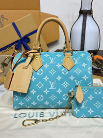 Louis vuitton original soft calfskin speedy P9 25 M11561 water blue