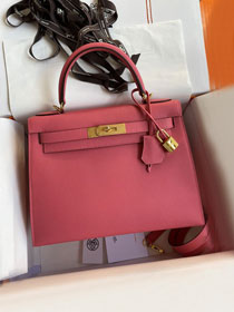 Hermes original epsom leather kelly 25 bag K25-1 rose lipstick