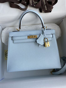 Hermes original epsom leather kelly 28 bag K28-2 azur