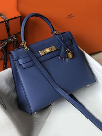 Hermes original epsom leather kelly 28 bag K28-2 blue agate	