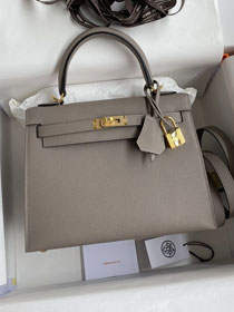 Hermes original epsom leather kelly 28 bag K28-2 grey asphalte