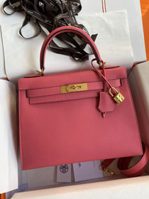 Hermes original epsom leather kelly 28 bag K28-2 rose lipstick