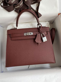 Hermes original epsom leather kelly 28 bag K28-2 rouge H	
