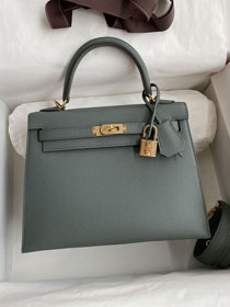 Hermes original epsom leather kelly 28 bag K28-2 vert amande	