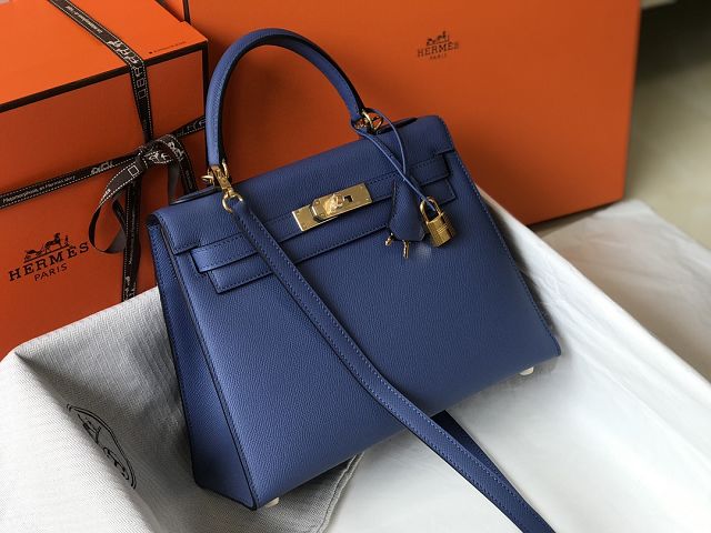 Hermes original epsom leather kelly 28 bag K28-2 blue agate	