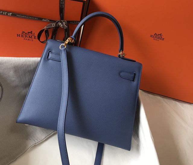 Hermes original epsom leather kelly 28 bag K28-2 blue agate	