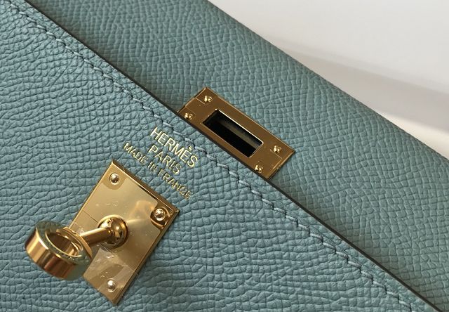 Hermes original epsom leather kelly 32 bag K32-1 ciel
