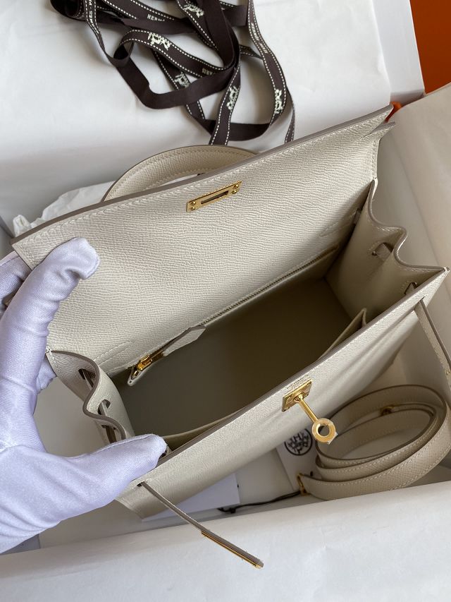 Hermes original epsom leather kelly 32 bag K32-1 craie 