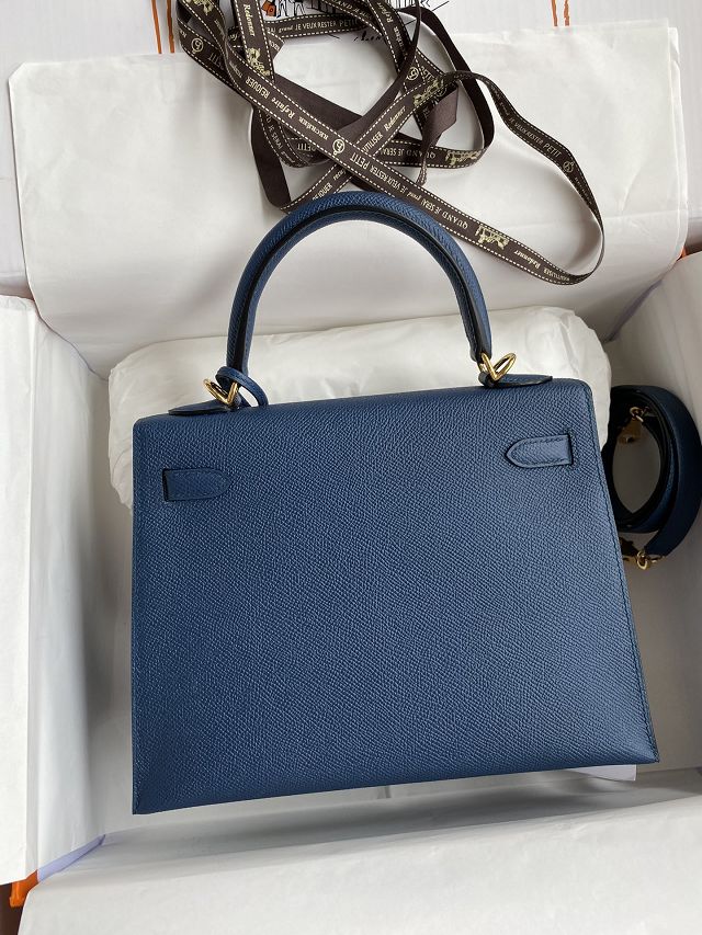 Hermes original epsom leather kelly 28 bag K28-2 deep blue