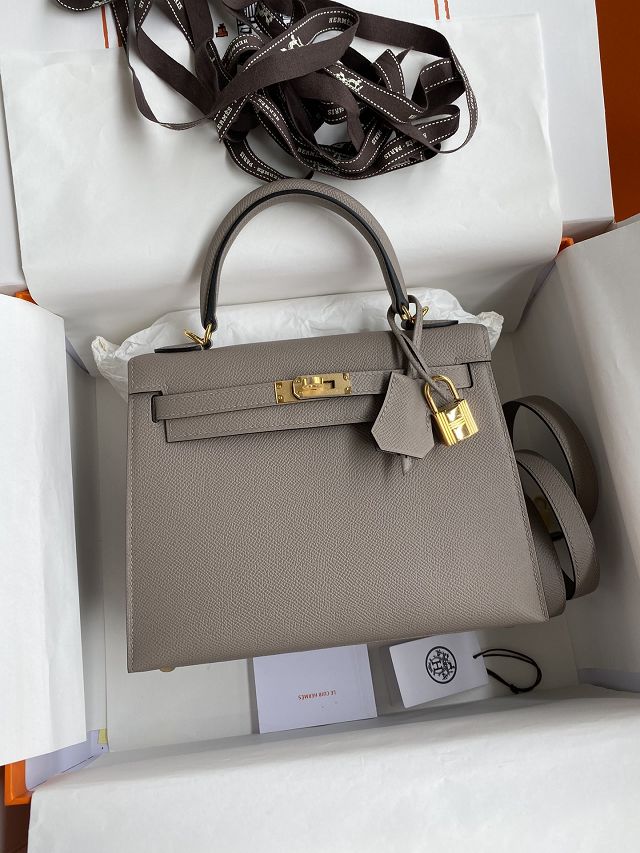 Hermes original epsom leather kelly 32 bag K32-1 grey asphalte