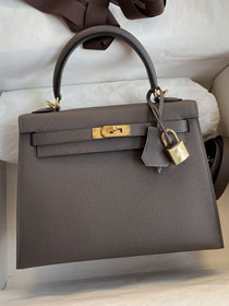 Hermes original epsom leather kelly 32 bag K32-1 grey etain 