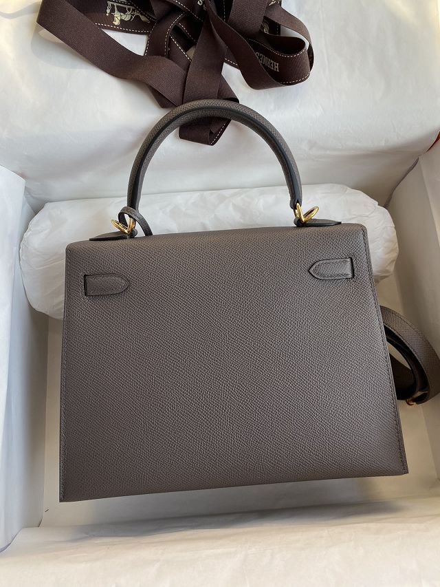 Hermes original epsom leather kelly 28 bag K28-2 grey etain