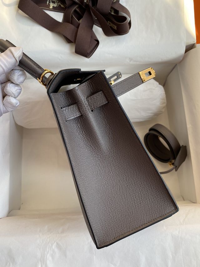Hermes original epsom leather kelly 28 bag K28-2 grey etain
