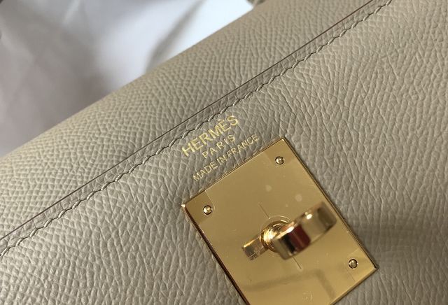 Hermes original epsom leather kelly 28 bag K28-2 grey tourterelle