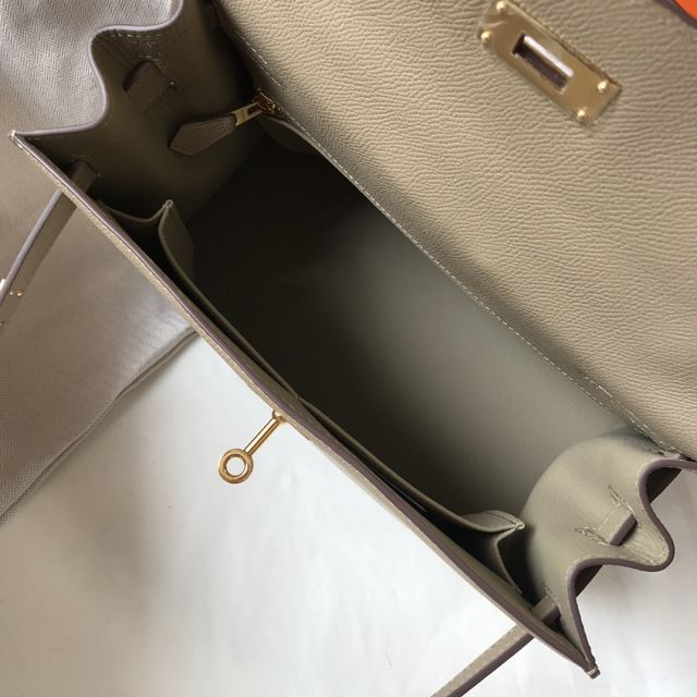 Hermes original epsom leather kelly 28 bag K28-2 grey tourterelle