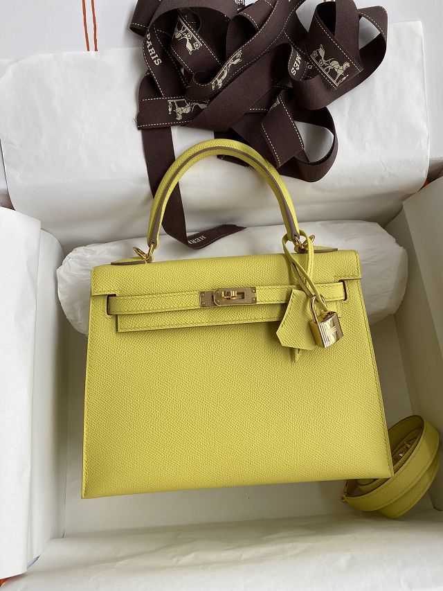 Hermes original epsom leather kelly 28 bag K28-2 lime