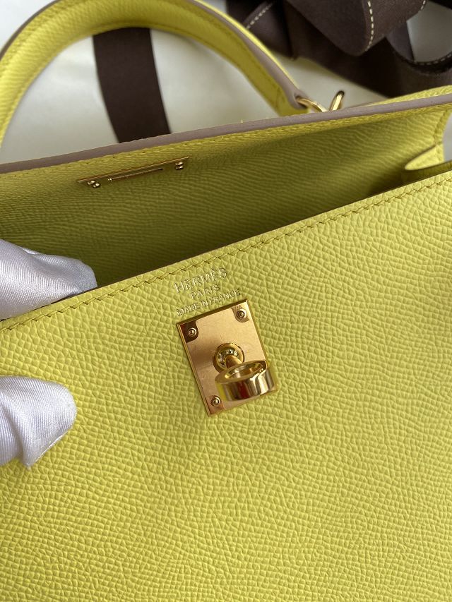 Hermes original epsom leather kelly 28 bag K28-2 lime