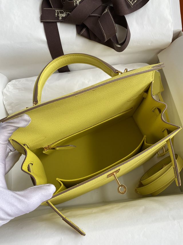 Hermes original epsom leather kelly 28 bag K28-2 lime
