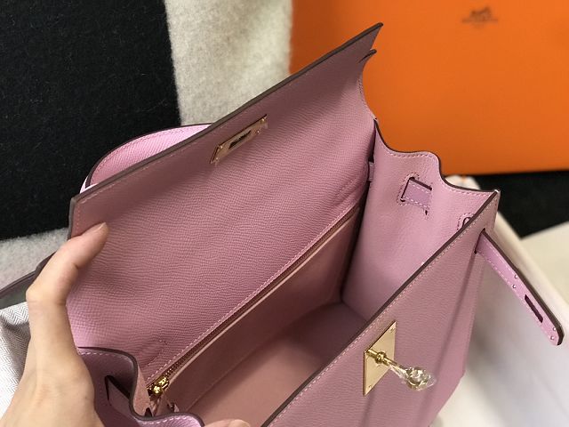 Hermes original epsom leather kelly 32 bag K32-1 mauve sylvestre