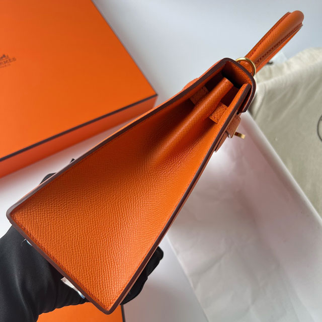 Hermes original epsom leather kelly 28 bag K28-2 orange