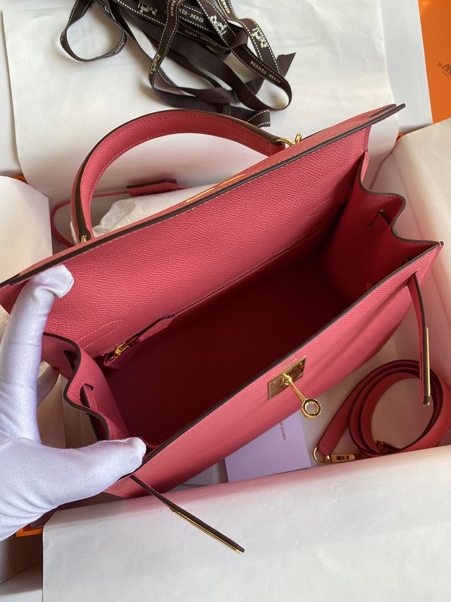 Hermes original epsom leather kelly 32 bag K32-1 rose lipstick  