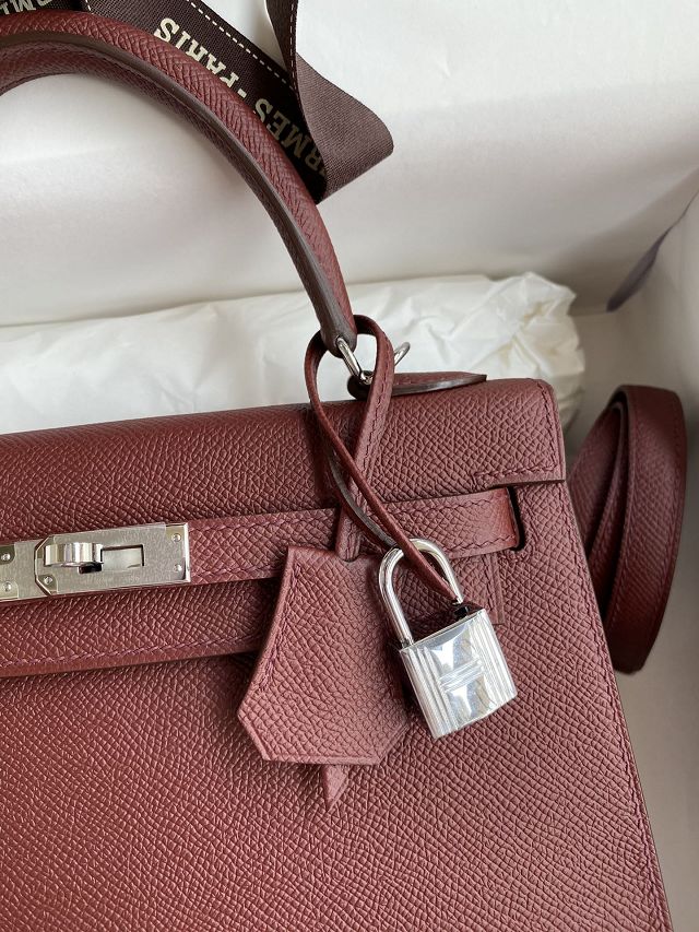 Hermes original epsom leather kelly 25 bag K25-1 rouge H