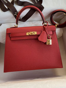 Hermes original epsom leather kelly 32 bag K32-1 rouge casaque