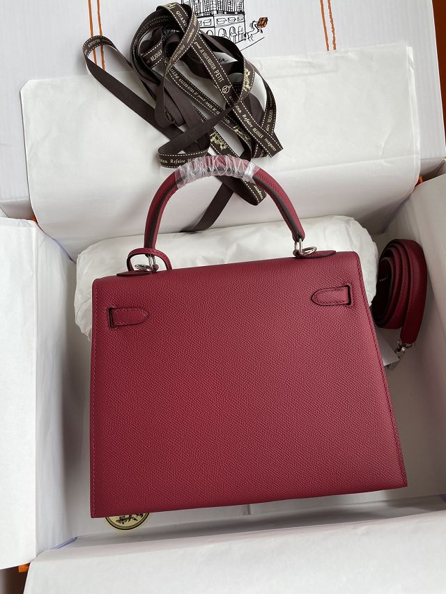 Hermes original epsom leather kelly 32 bag K32-1 ruby
