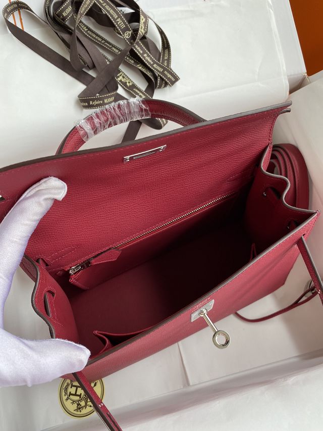 Hermes original epsom leather kelly 32 bag K32-1 ruby