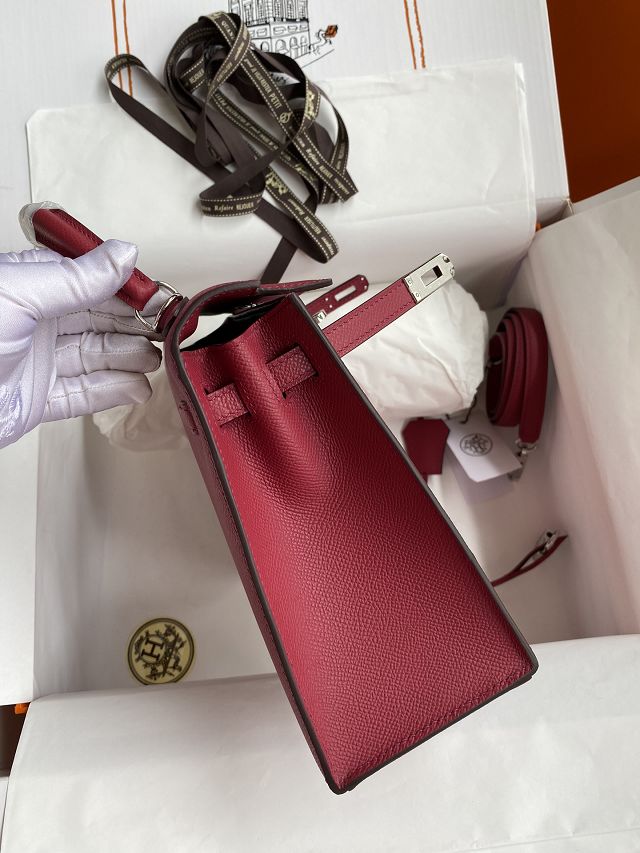 Hermes original epsom leather kelly 32 bag K32-1 ruby