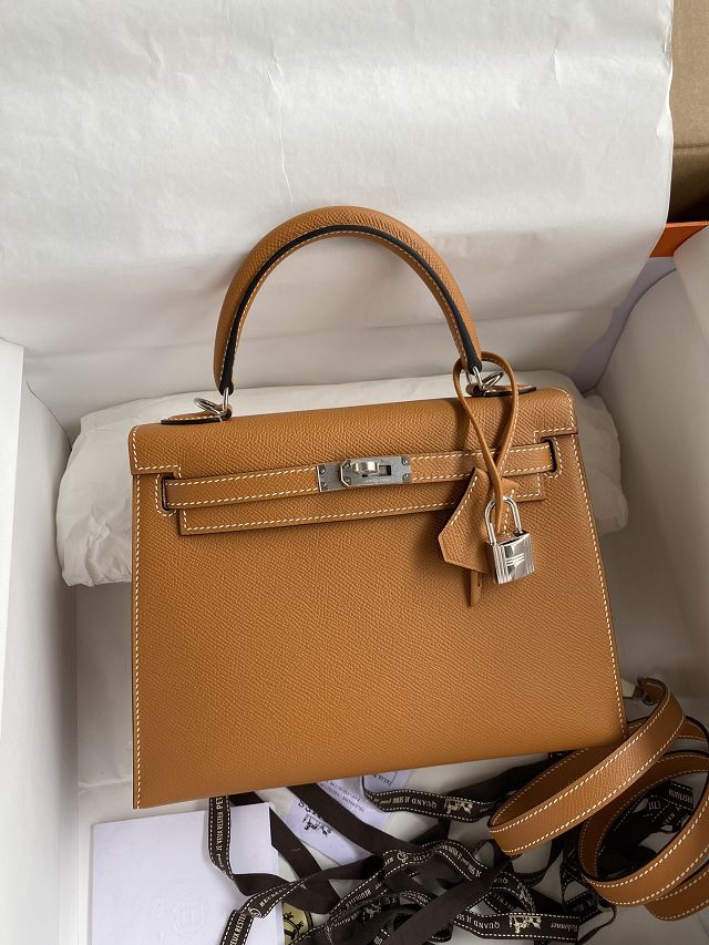 Hermes original epsom leather kelly 28 bag K28-2 toffe