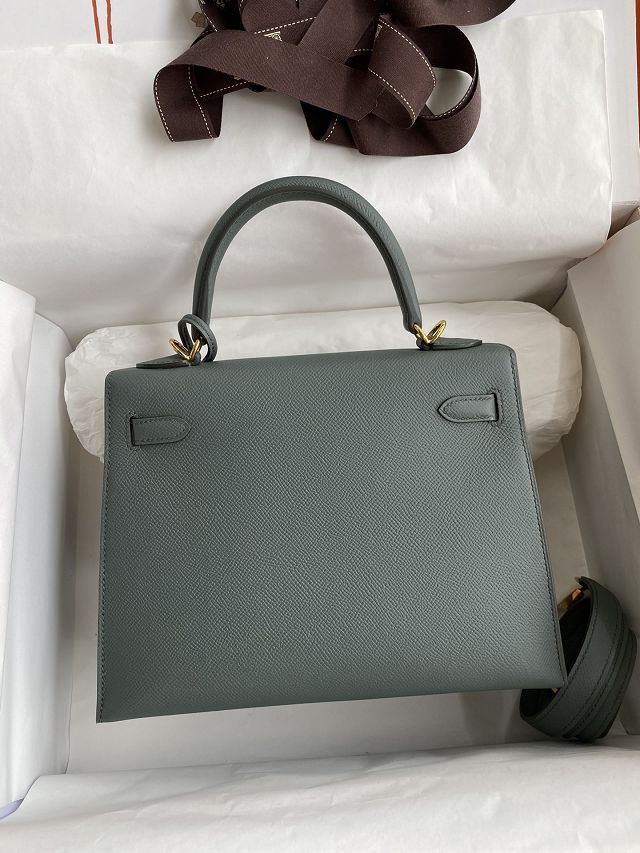 Hermes original epsom leather kelly 25 bag K25-1 vert amande