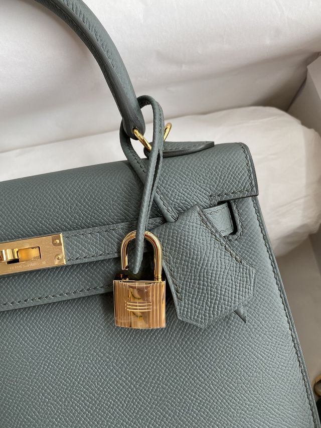 Hermes original epsom leather kelly 25 bag K25-1 vert amande