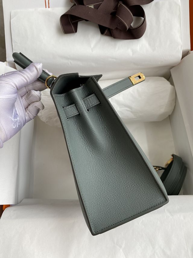 Hermes original epsom leather kelly 25 bag K25-1 vert amande